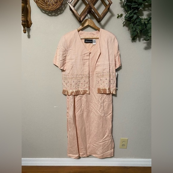 SAG HARBOR DRESS vintage retro New With Tag baby pale pink linen blend dress 12P - Picture 1 of 12